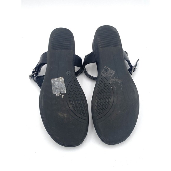 Pierre Dumas Size 9 KORI 3 Faux Black Leather Thong Sandals Ankle Strap EUC - Picture 8 of 8